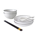 SOGA White Japanese Style Ceramic Dinnerware Crockery Soup Bowl Plate Server Kitchen Home Decor Set of 4 $ 44.50