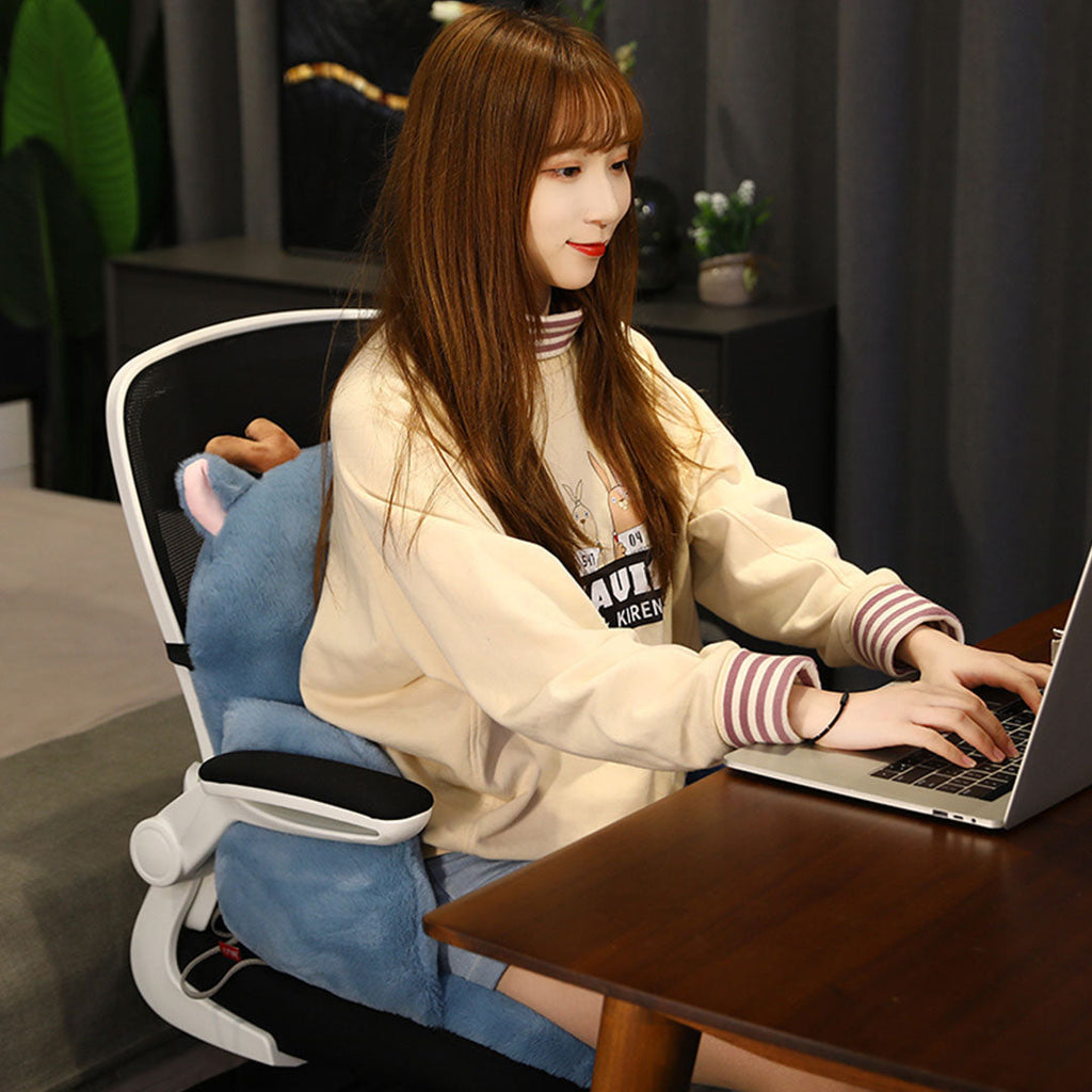 SOGA Blue Deer Shape Cushion Soft Leaning Bedside Pad Sedentary Plushie Pillow Home Decor