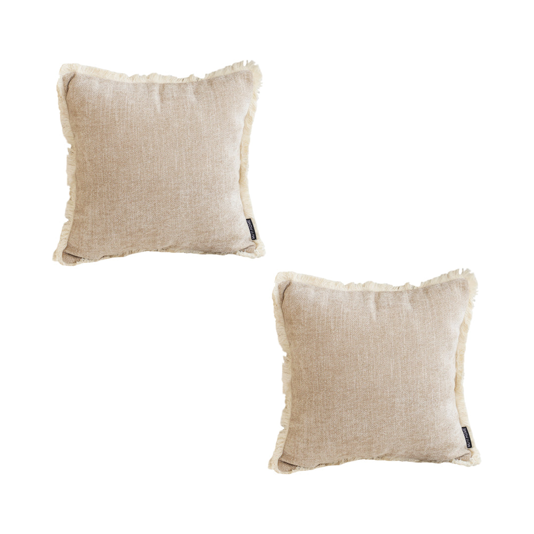 SOGA 2X 45cm Throw Pillow Latte Color Chenille Textured with Tassels Stylish Square Cozy Home Decor $ 90.90