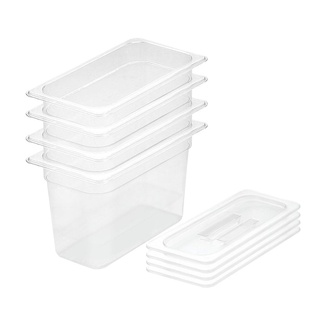 SOGA 200mm Clear Gastronorm GN Pan 1/3 Food Tray Storage Bundle of 4 with Lid $ 210.90