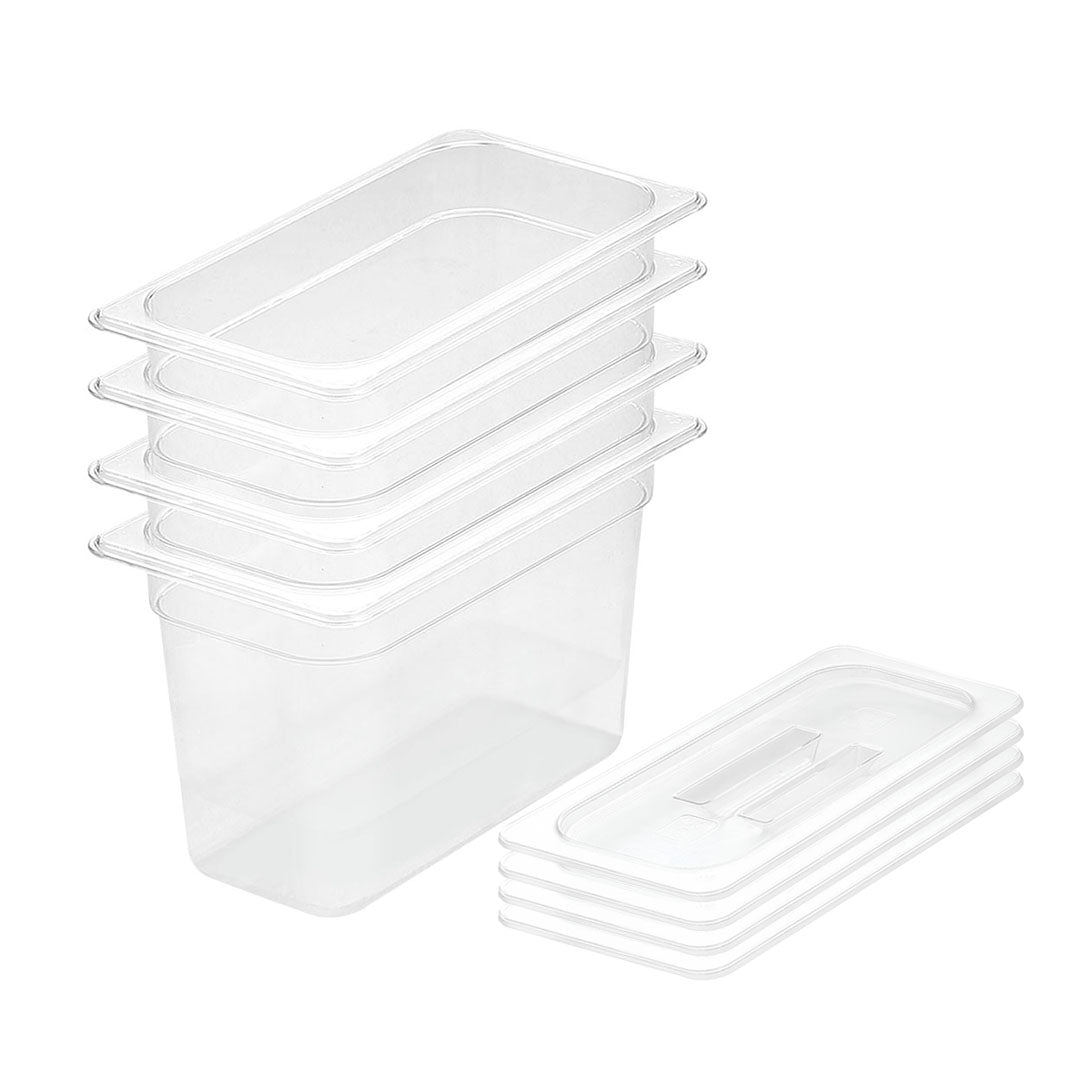 SOGA 200mm Clear Gastronorm GN Pan 1/3 Food Tray Storage Bundle of 4 with Lid $ 210.90