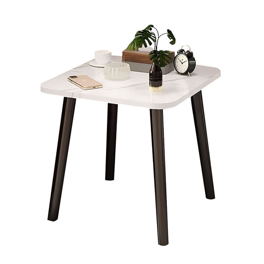 SOGA 40cm White Ceramic Table Stone Pattern Compact Modern Design with Black Metal Legs