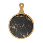 SOGA 30cm Black Circle Wooden Serving Tray Slate Steak Serving Platter Chopping Board Paddle Home Decor $ 55.50