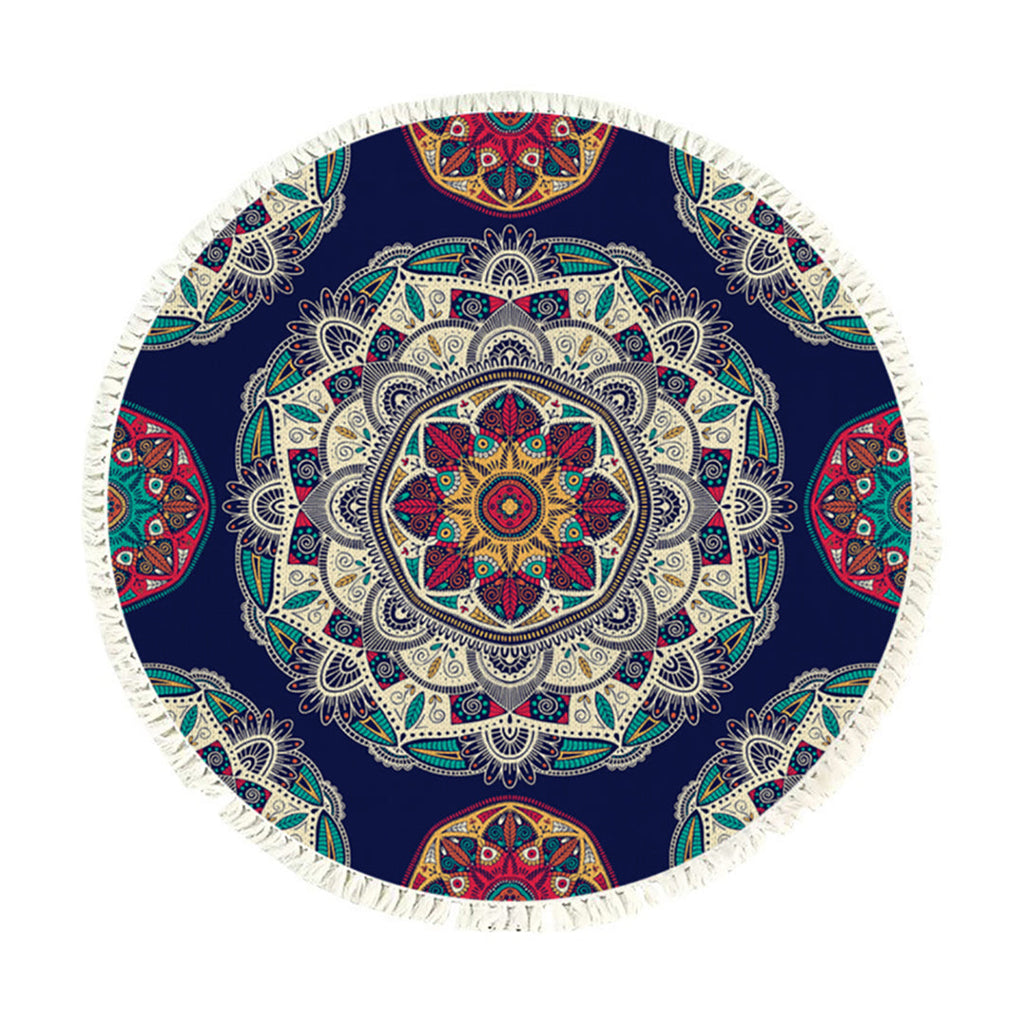 SOGA 90cm Round Rug Bohemian Circle Area Rug with Bohemian Geometric Pattern Anti-slip Doormat Home Decor $ 55.50