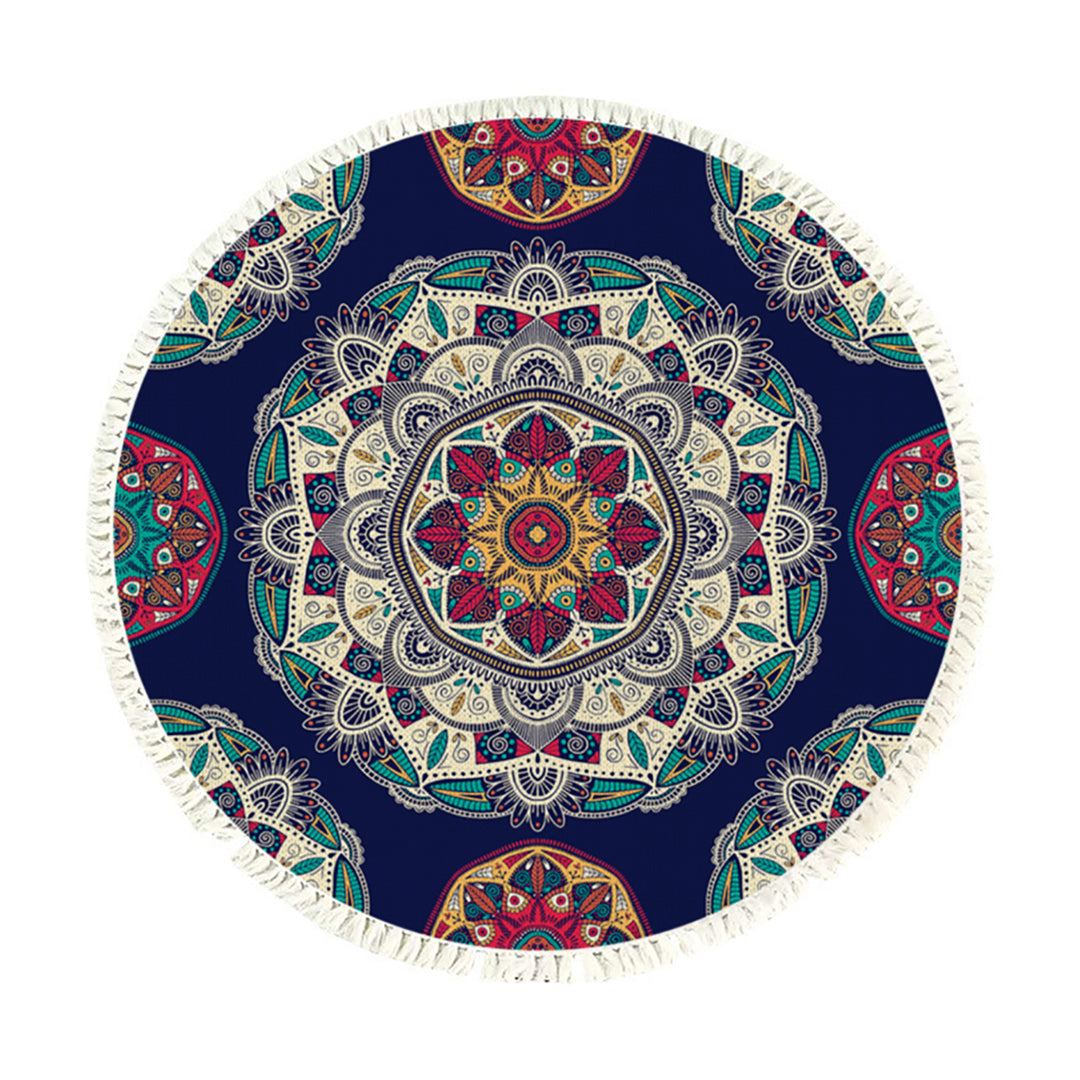 SOGA 90cm Round Rug Bohemian Circle Area Rug with Bohemian Geometric Pattern Anti-slip Doormat Home Decor $ 55.50