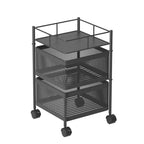SOGA 2 Tier Steel Square Rotating Kitchen Cart Multi-Functional Shelves Storage Organizer with Wheels $ 66.90