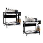SOGA 2X 2 Tier Steel Black Kitchen Countertop Drying Dish Rack Plate Cutlery Cutting Board Holder Dish Drainer Kitchen Organiser $ 140.50