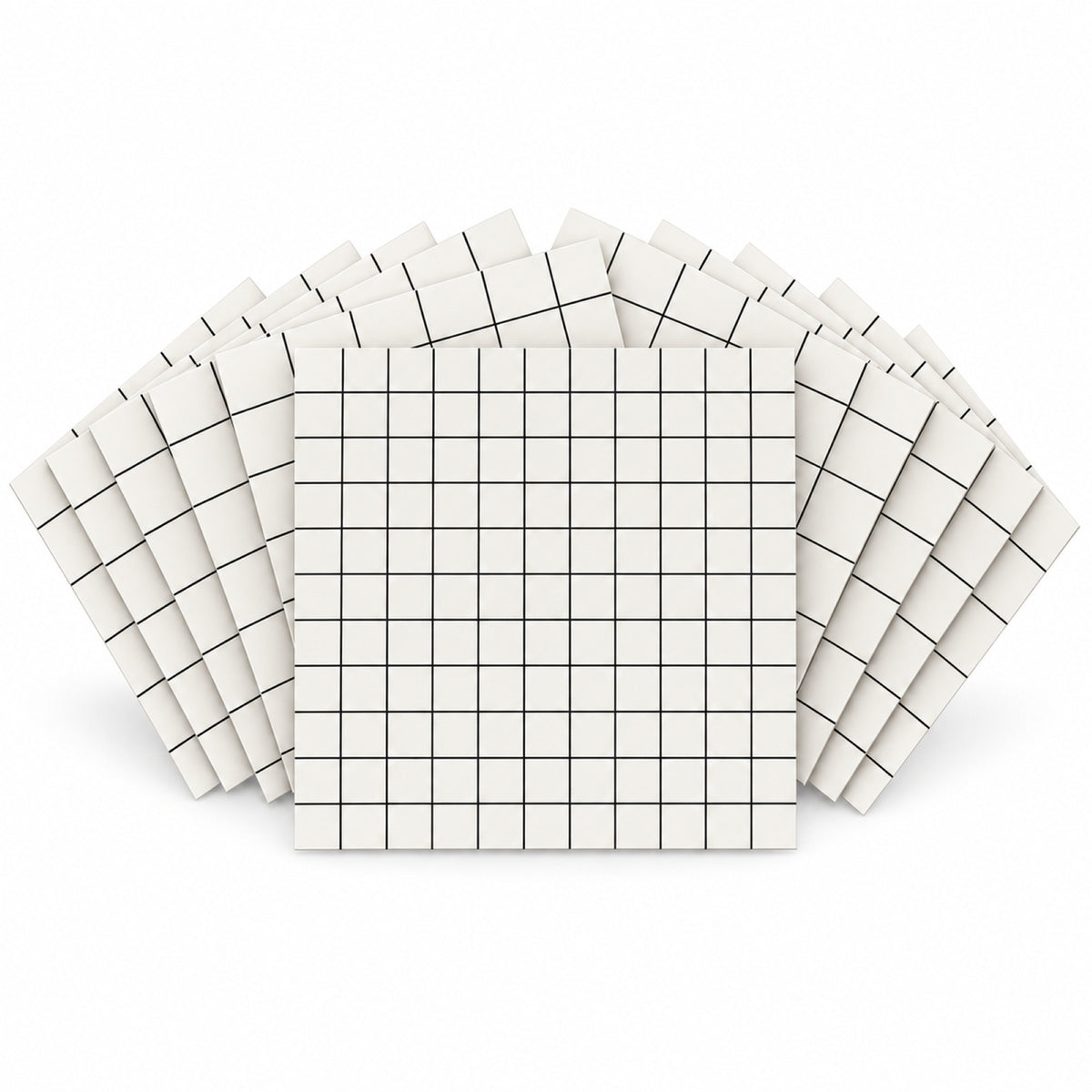 SOGA Peel & Stick Floor and Wall Tiles 60 x 60cm 10 Pack White Grid Tile Look