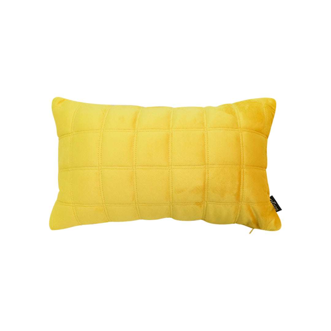 SOGA 30cm Yellow Quilted Grid Pattern Decorative Throw Pillow $ 61
