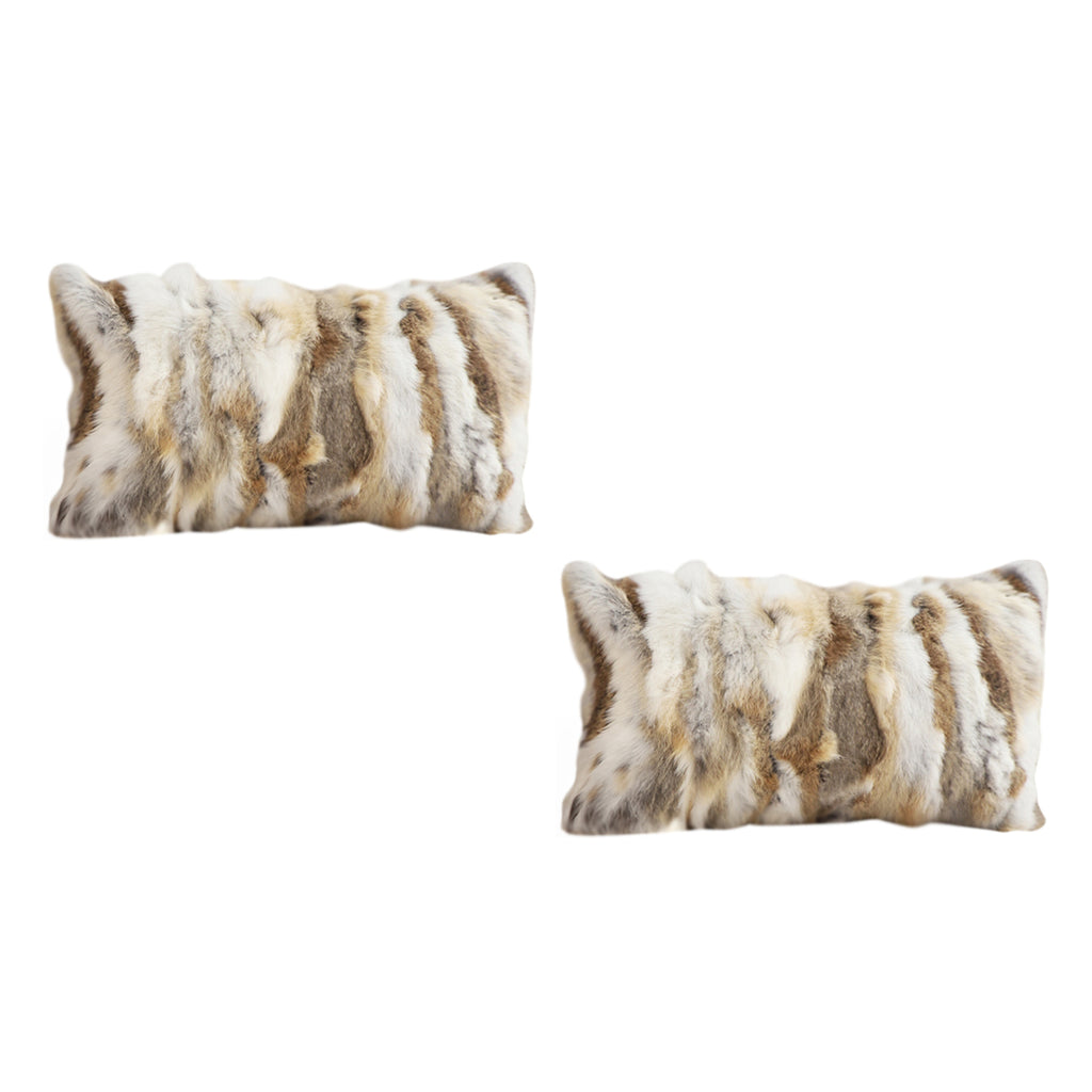 SOGA 2X 30cm Throw Pillow Coffee Rabbit Fur Lumbar Warm Cozy Decorative Cushion Home Decor