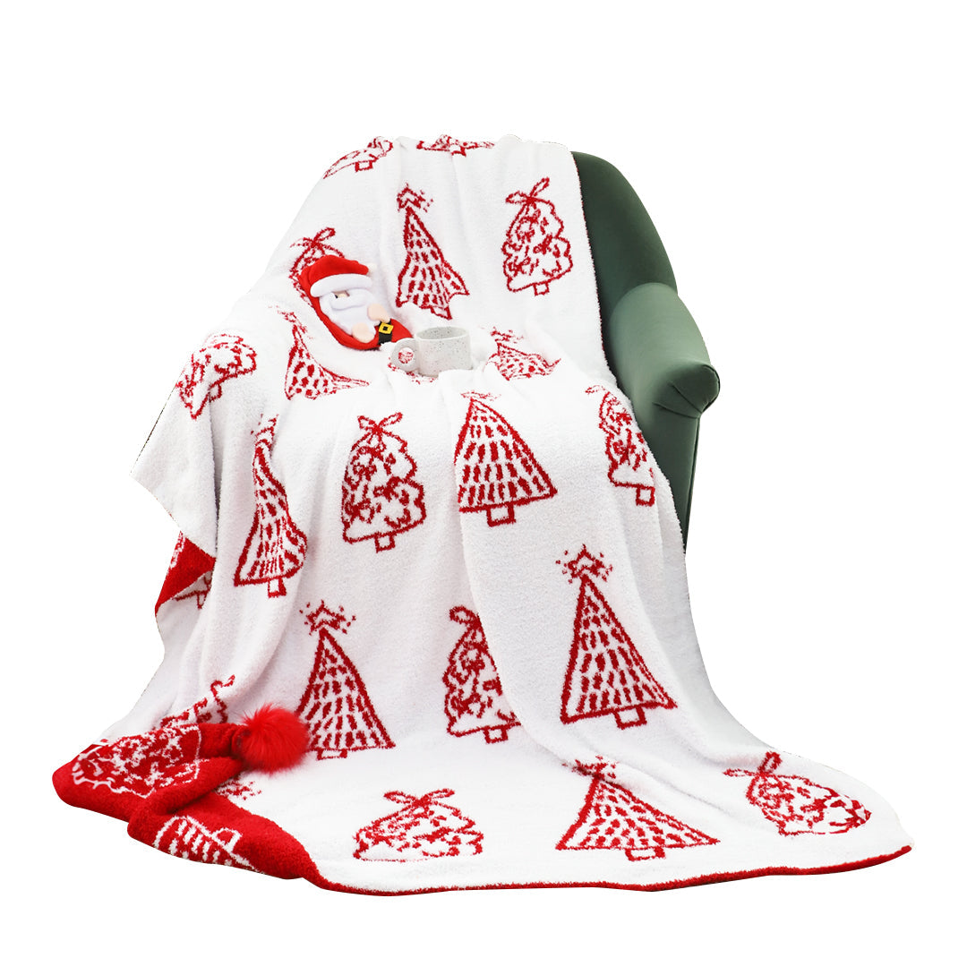 SOGA 130x170cm Throw Blanket Red Christmas Tree Half Fleece for Holiday Season Cozy $ 111.50