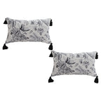 SOGA 2X 35cm Throw Pillow Black and White Floral Print Elegant with Tassel Accents Home Decor $ 112.50