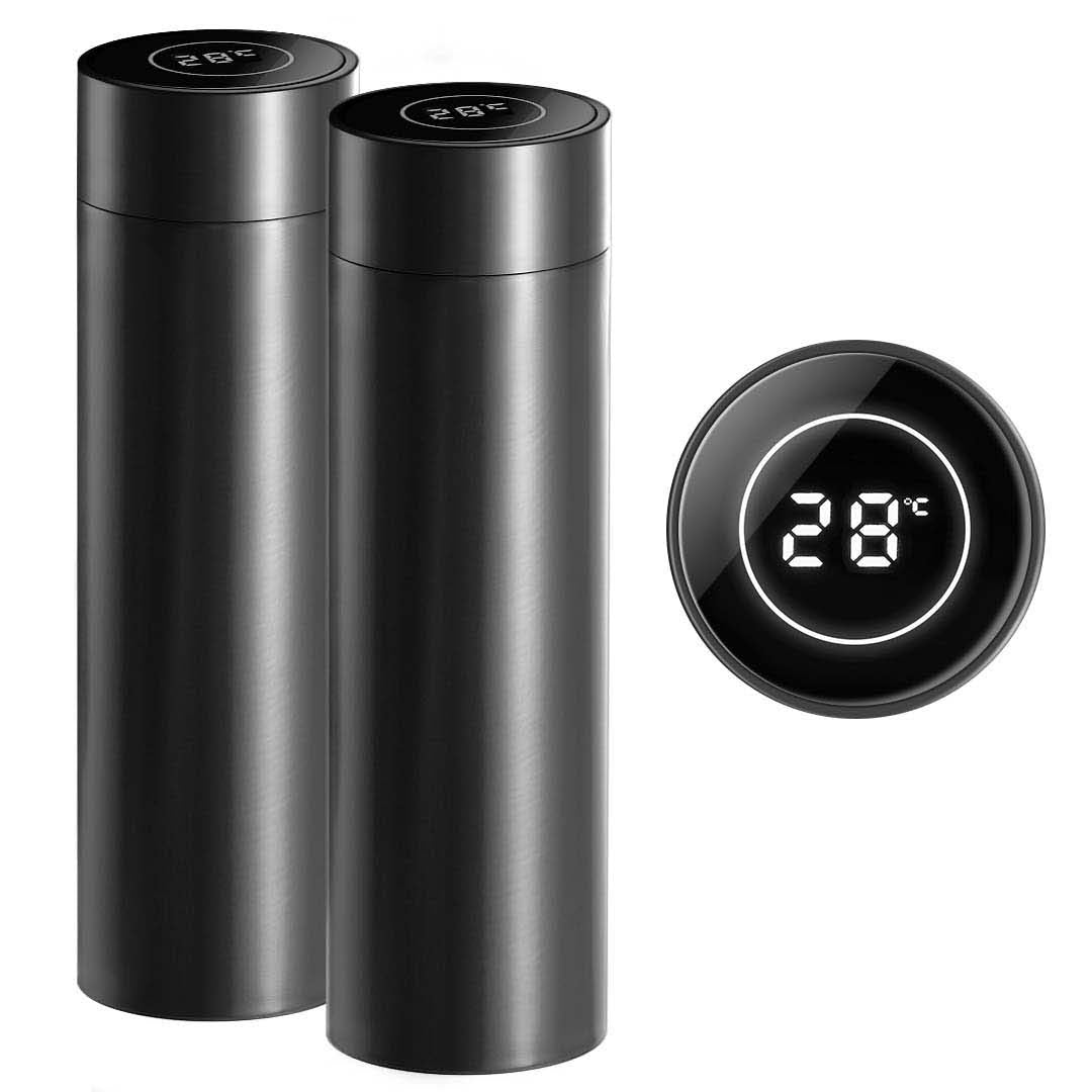 SOGA 2X 500ML Stainless Steel Smart LCD Thermometer Display Bottle Vacuum Flask Thermos Black $ 75.50