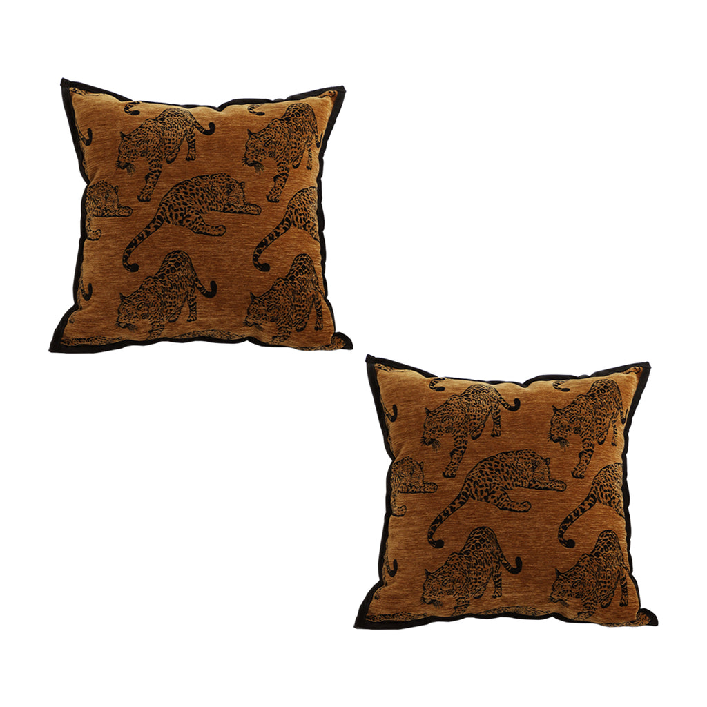 SOGA 2X 45cm Throw Pillow Dark Brown Leopard Square Retro Decorative Cushion for Living Room
