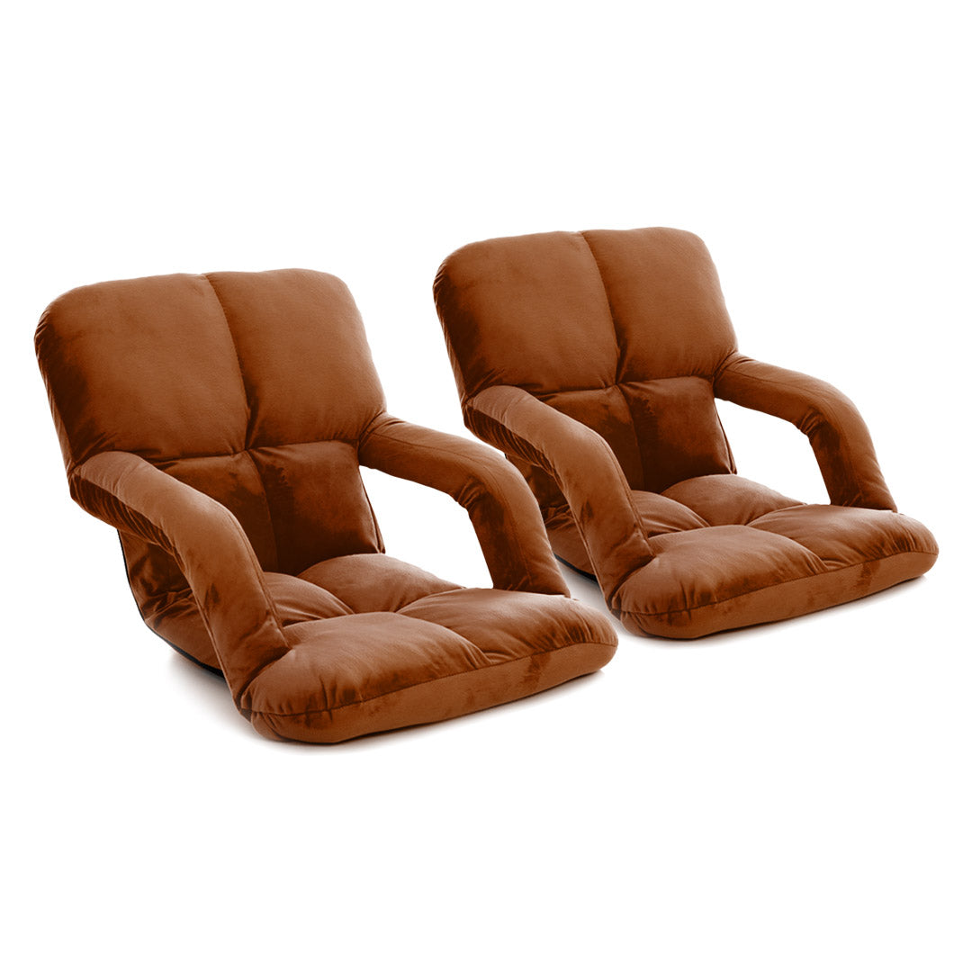 SOGA 2X Foldable Lounge Cushion Adjustable Floor Lazy Recliner Chair with Armrest Coffee $ 175.90