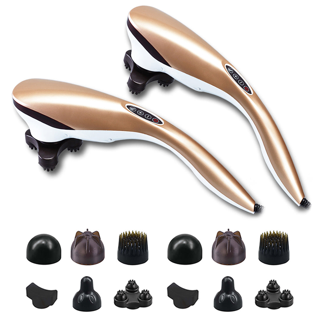 SOGA 2X 6 Heads Portable Handheld Massager Soothing Stimulate Blood Flow Gold $ 140.90