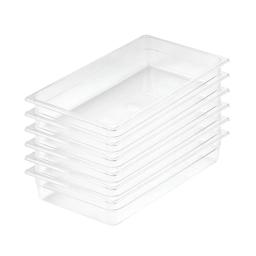 SOGA 100mm Clear Gastronorm GN Pan 1/1 Food Tray Storage Bundle of 6