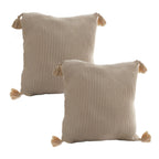 SOGA 2X 45cm Khaki Wabi-Sabi Raised Pillow Cotton Striped Large Tassel Square Pillow Throw Pillow $ 129.50