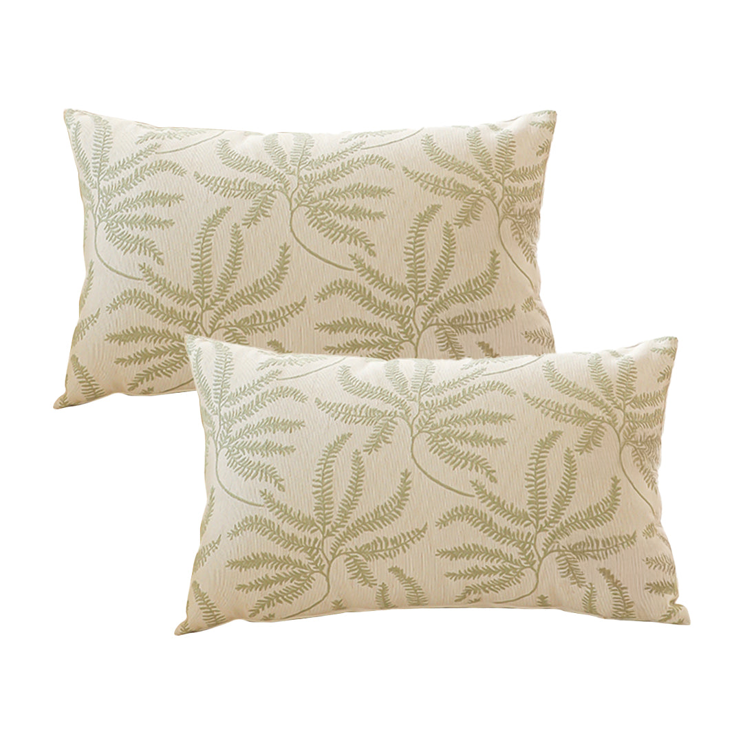 SOGA 2X 35cm Botanical Green Fern Leaf Embroidered Decorative Throw Pillow $ 129.50