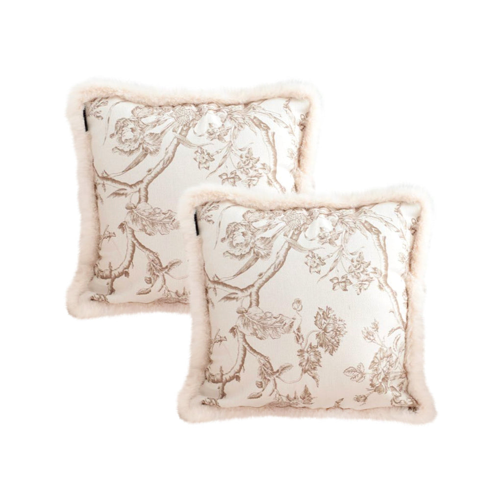 SOGA 2X 45cm Light Luxury French Style Printed Plush Pillow Set Throw Pillow $ 129.50