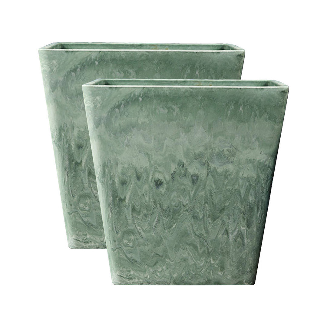 SOGA 2X 27cm Green Grey Square Resin Plant Flower Pot in Cement Pattern Planter Cachepot for Indoor Home Office $ 97.50