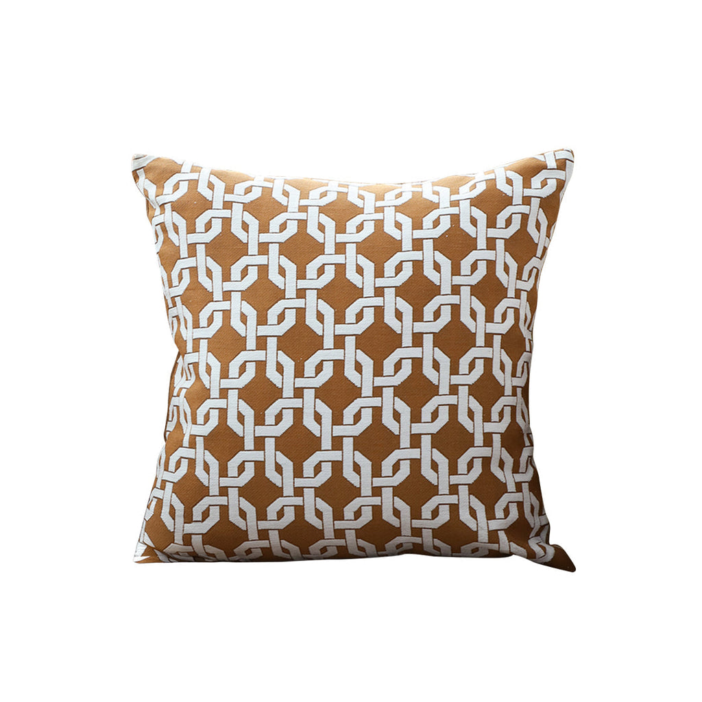 SOGA 45cm Brown Checkered Chain Jacquard Square Pillow Decorative Cushion for Living Room $ 55.50