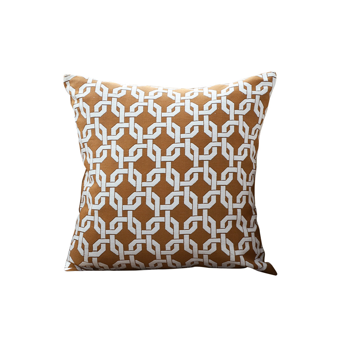 SOGA 45cm Brown Checkered Chain Jacquard Square Pillow Decorative Cushion for Living Room $ 55.50