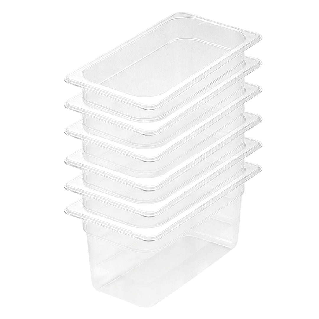 SOGA 150mm Clear Gastronorm GN Pan 1/3 Food Tray Storage Bundle of 6