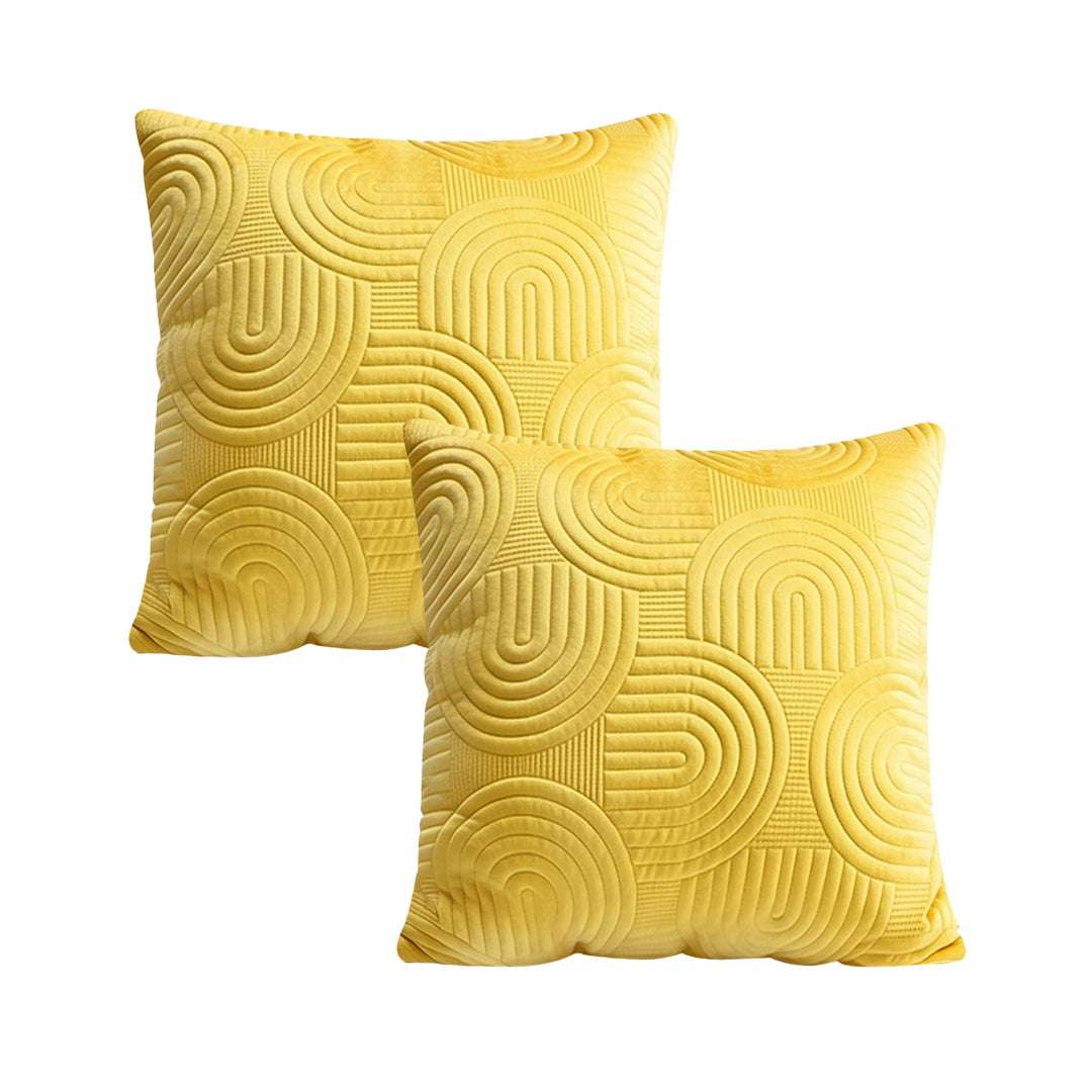 SOGA 2X 50cm Yellow Textured Geometric Pattern Decorative Throw Pillow $ 119