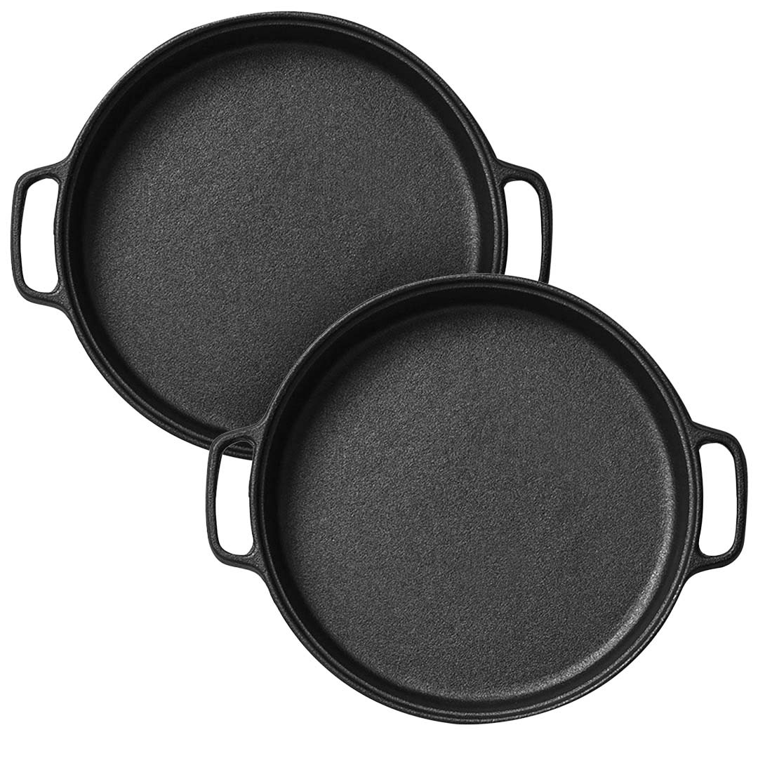 SOGA 2X Cast Iron Frying Pan Skillet Coating Steak Sizzle Platter 35cm $ 150.90