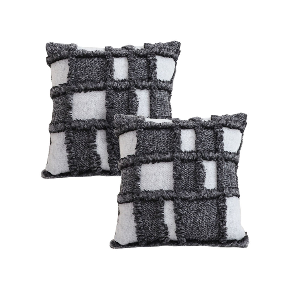 SOGA 2X 50cm Bohemian Gray Fringe Checkerboard Textured Throw Pillow $ 137.90