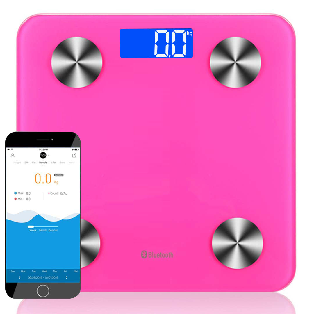 SOGA Wireless Bluetooth Digital Body Fat Scale Bathroom Health Analyser Weight Pink $ 55.50