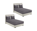 SOGA 2X Grey 153cm Wide Mattress Cover Thick Quilted Fleece Stretchable Clover Design Bed Spread Sheet Protector with Pillow Covers $ 249.90