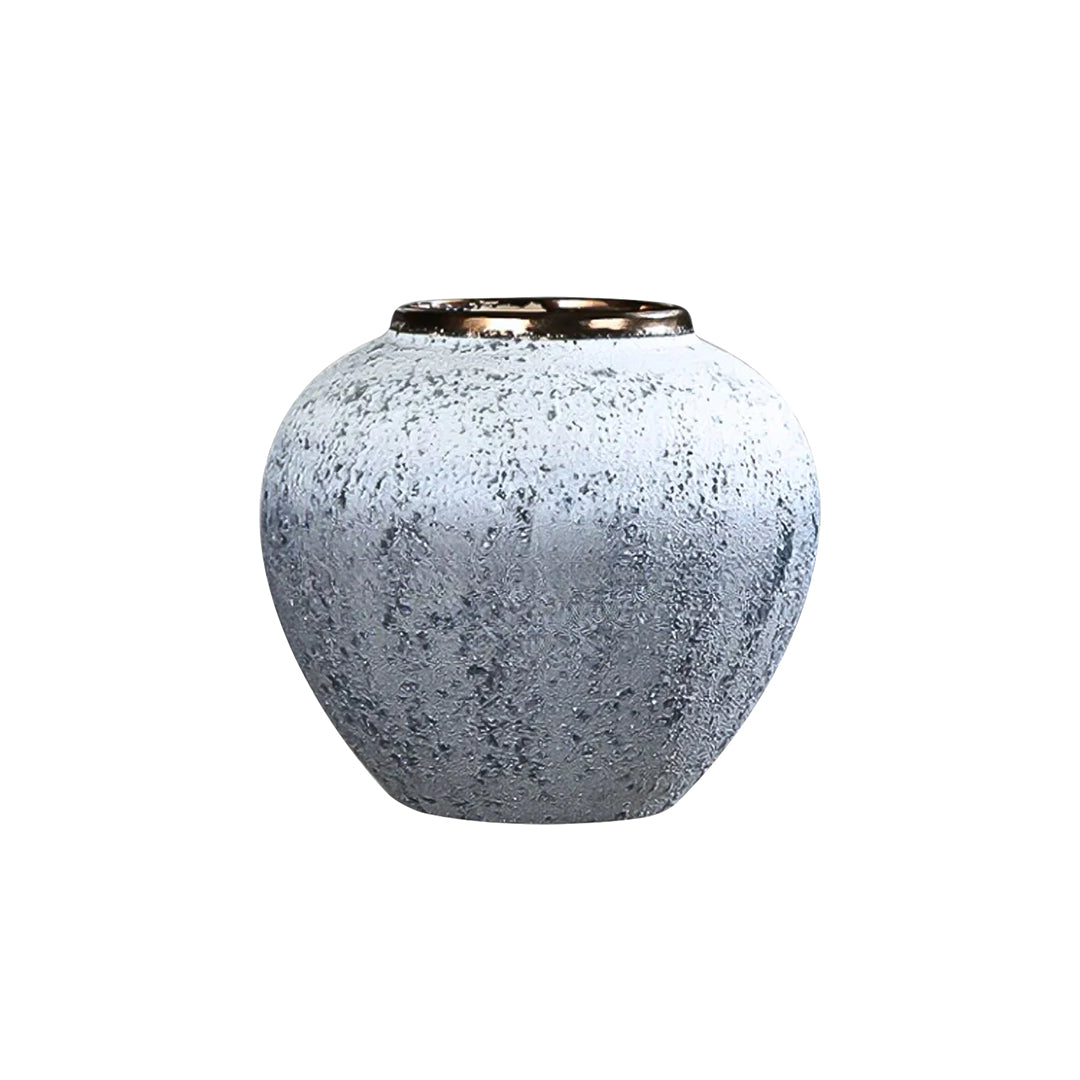 SOGA 21x22cm White and Grey Small Ceramic Flower Vase Elegant Living Room Home Decor