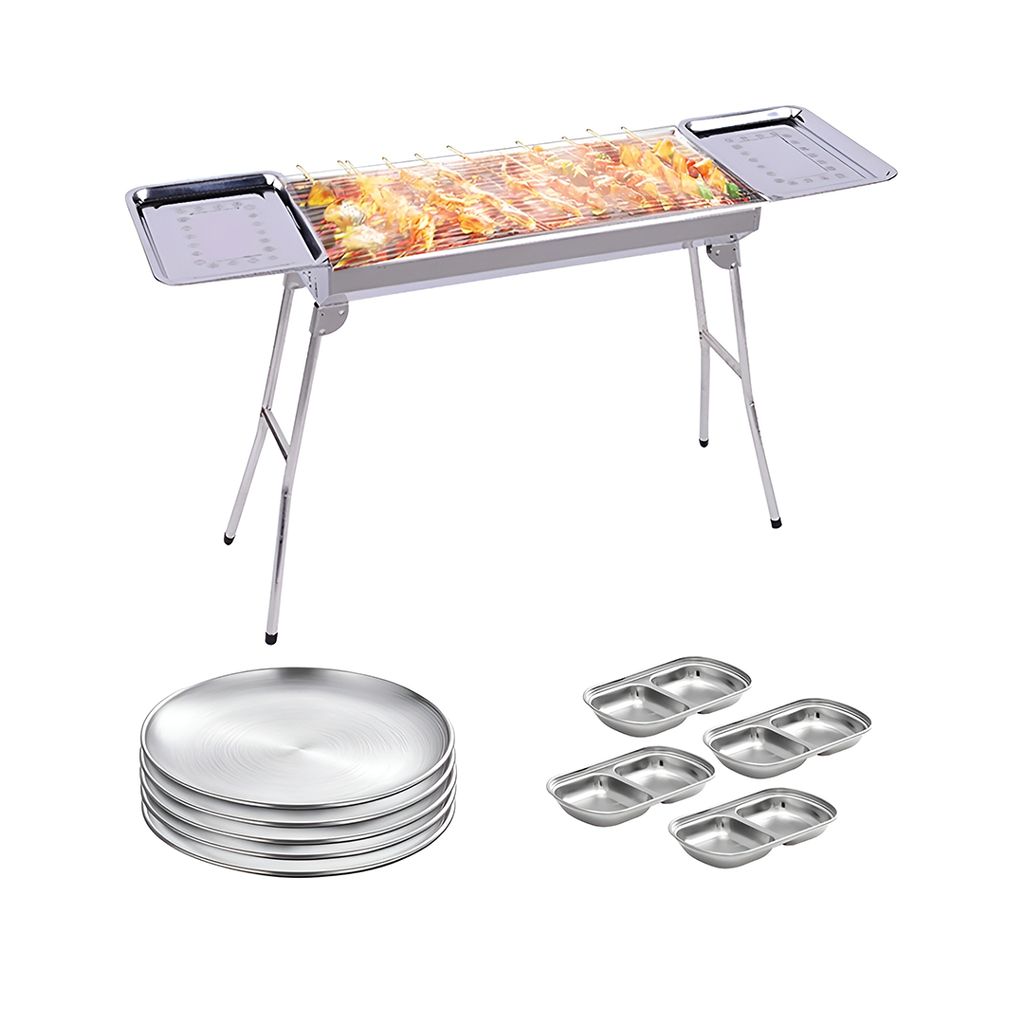 SOGA Kitchenware Bundle – Stainless Steel Skewers Grill, Silver Grilling Plate & Sauce Pan $ 168
