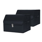 SOGA 2X Leather Car Boot Collapsible Foldable Trunk Cargo Organizer Portable Storage Box With Lock Black Small $ 86.50