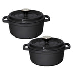 SOGA 2X Cast Iron 24cm Stewpot Casserole Stew Cooking Pot With Lid Black $ 193.90