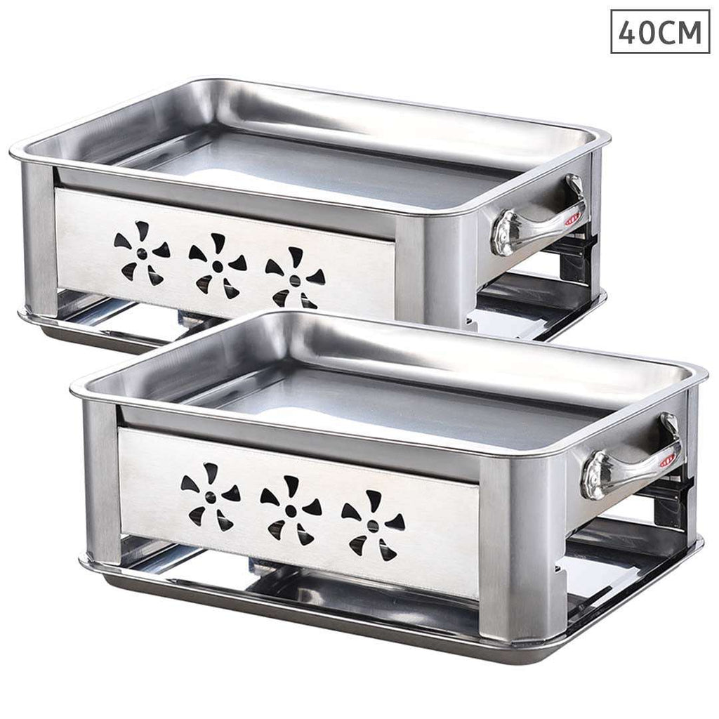 2X 40CM Portable Stainless Steel Outdoor Chafing Dish BBQ Fish Stove Grill Plate $ 151