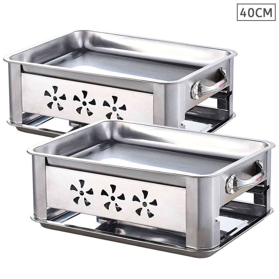 2X 40CM Portable Stainless Steel Outdoor Chafing Dish BBQ Fish Stove Grill Plate $ 151