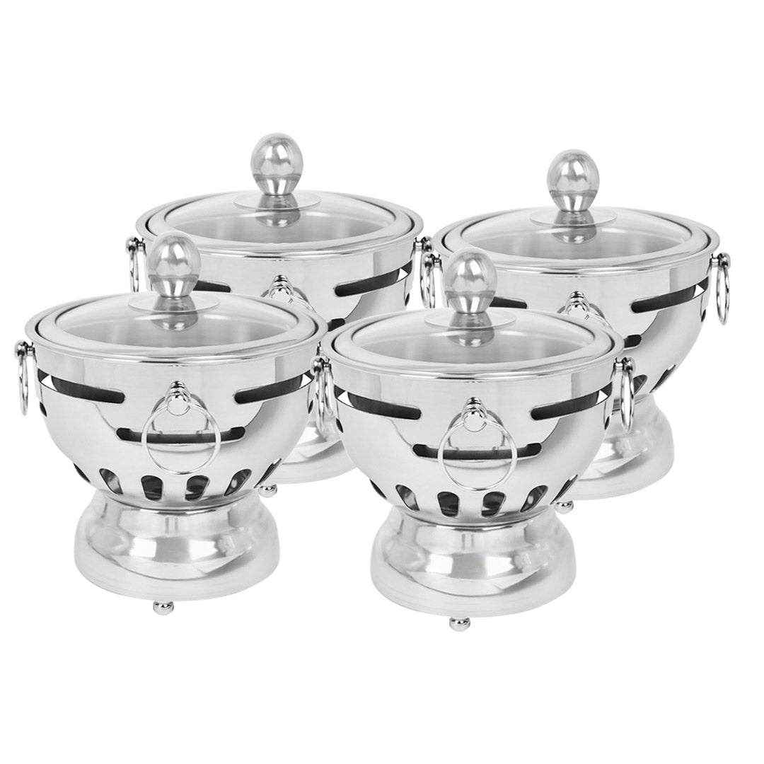 SOGA 4X Stainless Steel Mini Asian Buffet Hot Pot Single Person Shabu Alcohol Stove Burner with Glass Lid $ 295.50