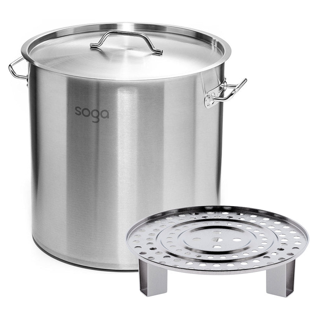 SOGA 33L Stainless Steel Stock Pot with One Steamer Rack Insert Stockpot Tray $ 224.50