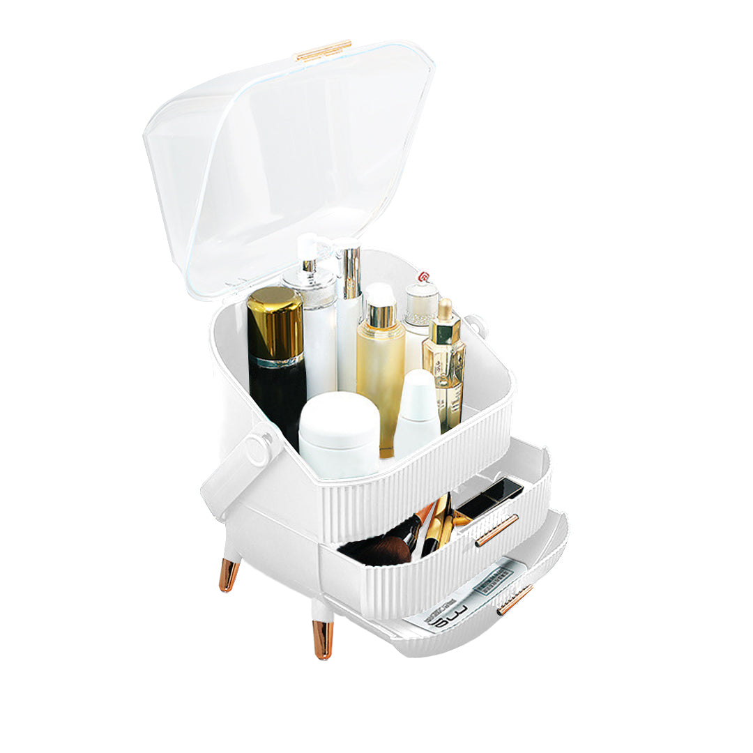 SOGA 29cm White Countertop Makeup Cosmetic Storage Organiser Skincare Holder Jewelry Storage Box with Handle $ 58.90