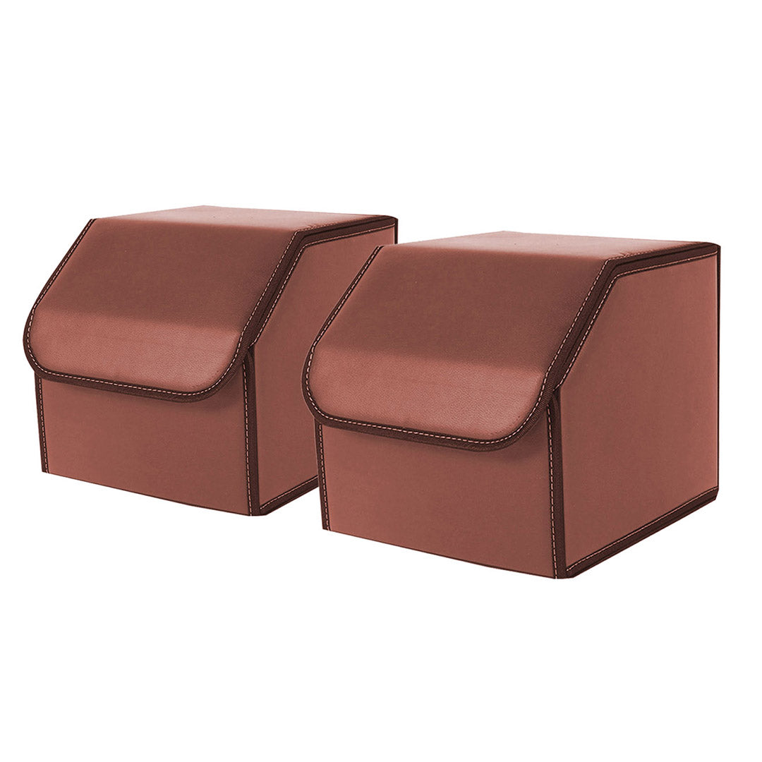 SOGA 2X Leather Car Boot Collapsible Foldable Trunk Cargo Organizer Portable Storage Box Coffee Small $ 71.50