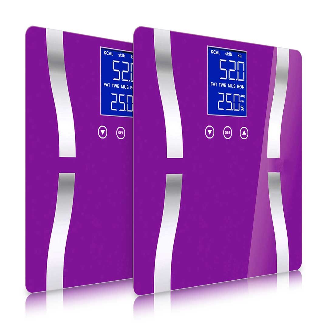 SOGA 2X Glass LCD Digital Body Fat Scale Bathroom Electronic Gym Water Weighing Scales Purple $ 60.90