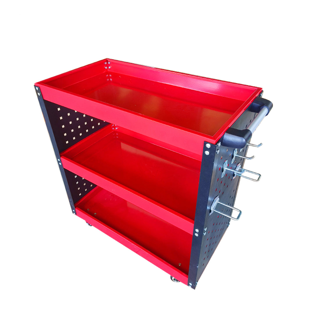 SOGA 3 Tier Tool Storage Cart Portable Service Utility Heavy Duty Mobile Trolley with Hooks Red $ 222.50