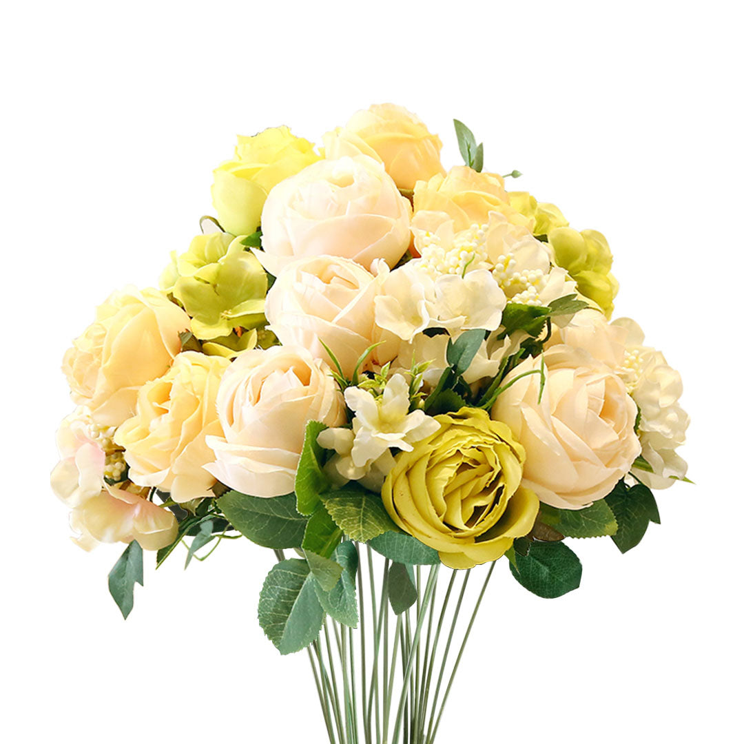 SOGA 3pcs Artificial Silk with 15 Heads Flower Fake Rose Bouquet Table Decor White $ 55.50