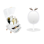 SOGA White Cosmetic Jewelry Storage Organiser with Antler LED Light Mirror Tabletop Vanity Set $ 104.50