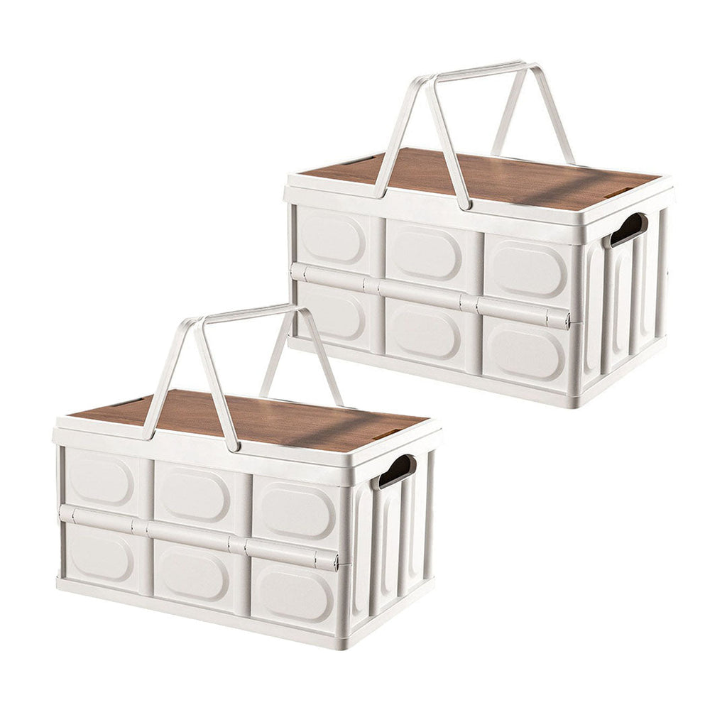 SOGA 2X 52.5cm 55L White Car & Camping Foldable Storage Box Crate Stackable Container with Handle $ 129.50