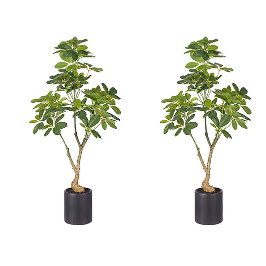 SOGA 2X 120cm Artificial Natural Green Schefflera Dwarf Umbrella Tree Fake Tropical Indoor Plant Home Office Decor