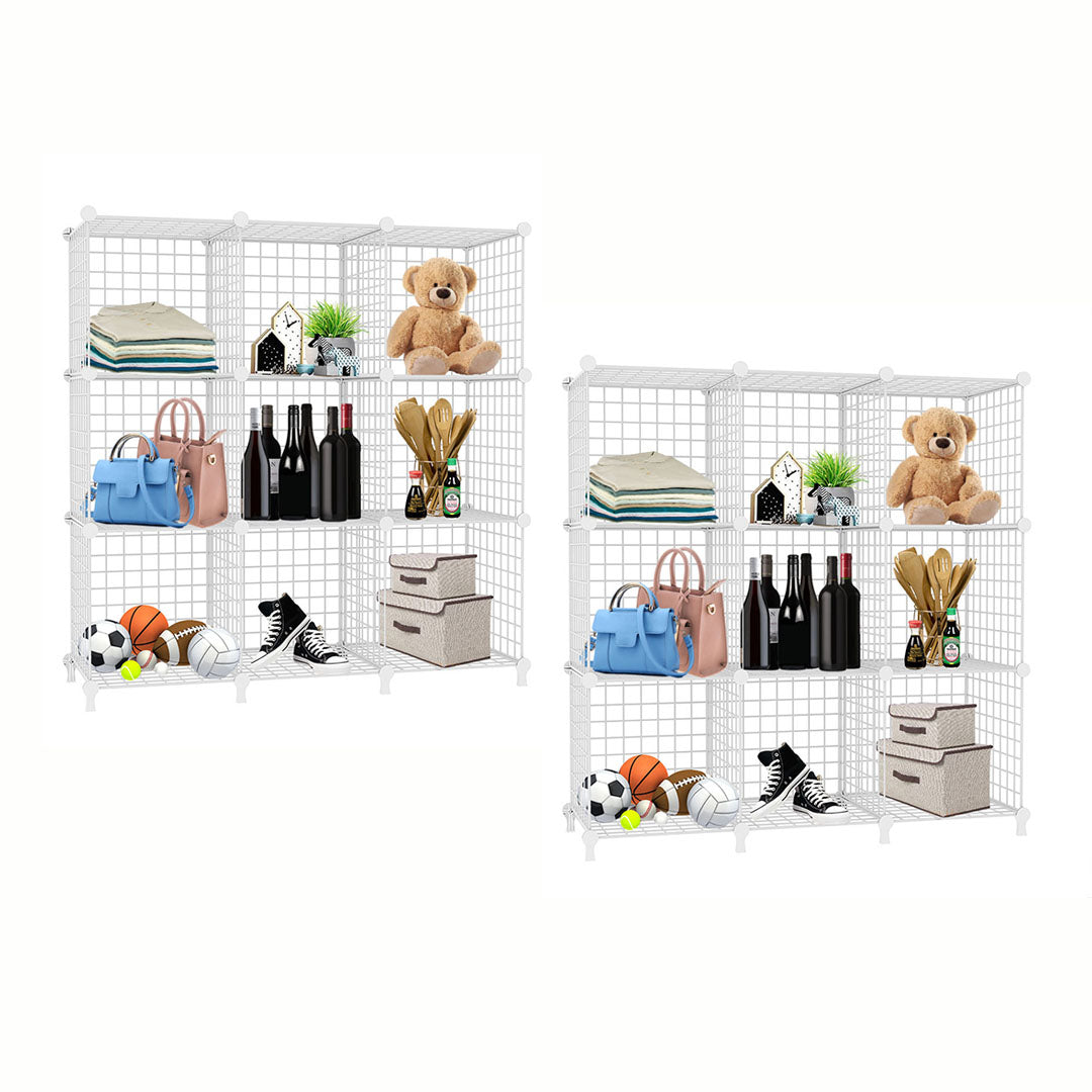 SOGA 2X White Portable 9-Cube 3 Column Storage Organiser Foldable DIY Modular Grid Space Saving Shelf $ 202.90
